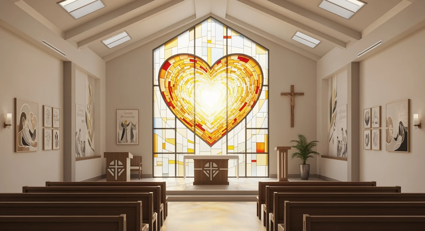 Abstract heart radiating warm light, healing and comforting all who come near