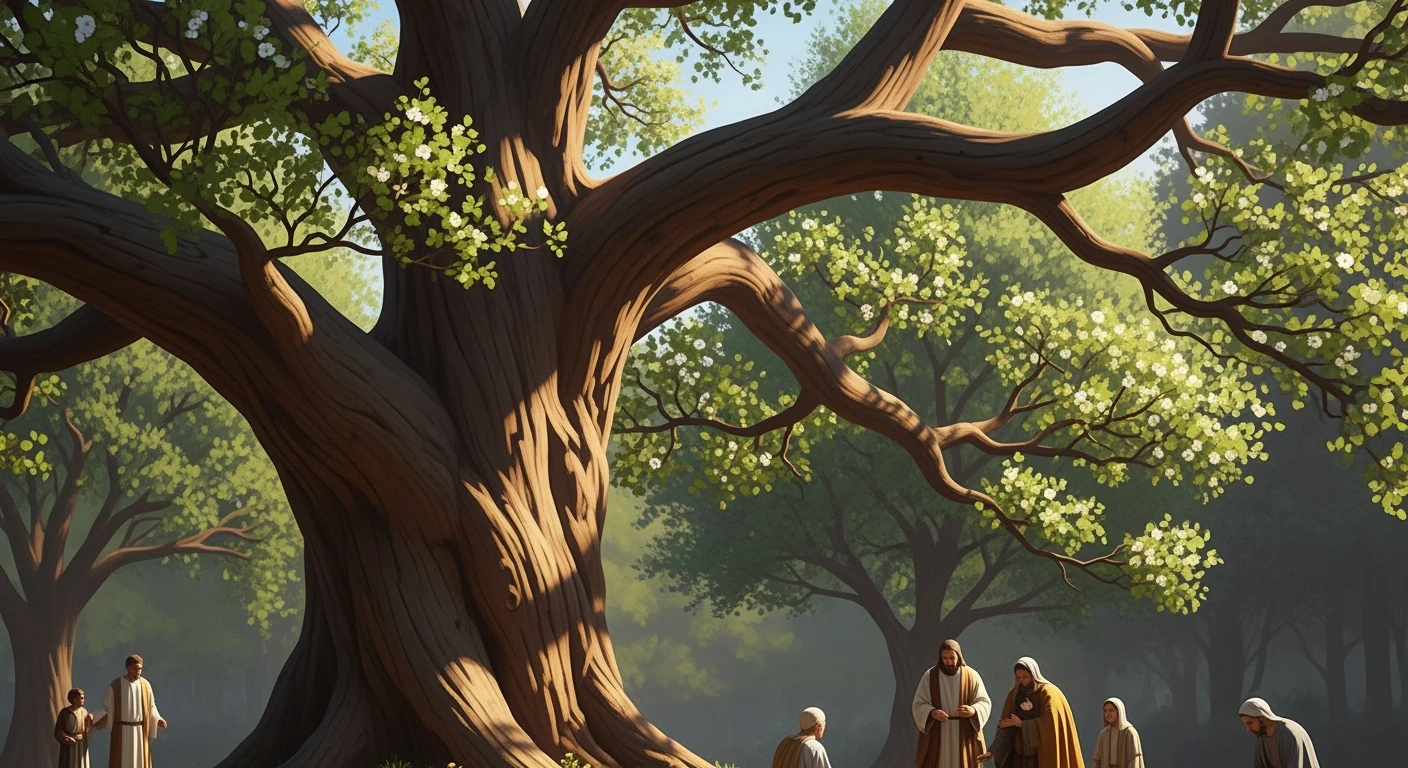 Abstract tree with strong branches supporting new growth, representing mentorship and leadership development