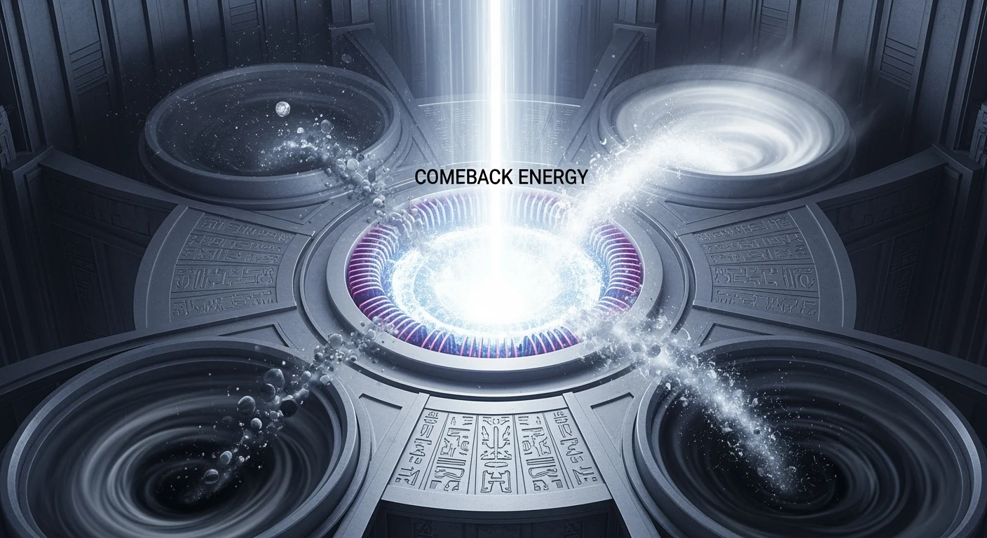 Abstract reactor converting setbacks and challenges into pure comeback energy